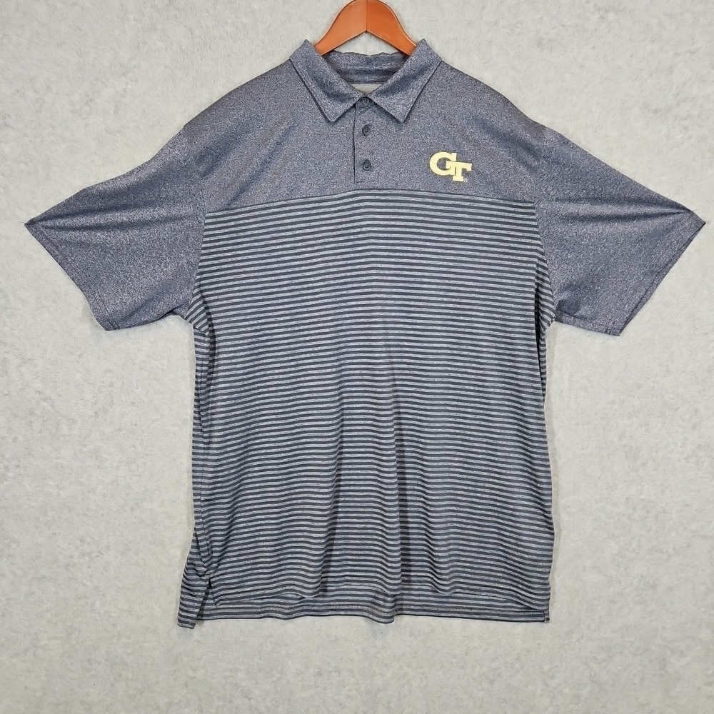 Georgia Tech Polo Shirt Mens 2XL XXL Gray Blue Golf Champion Short Sleeve